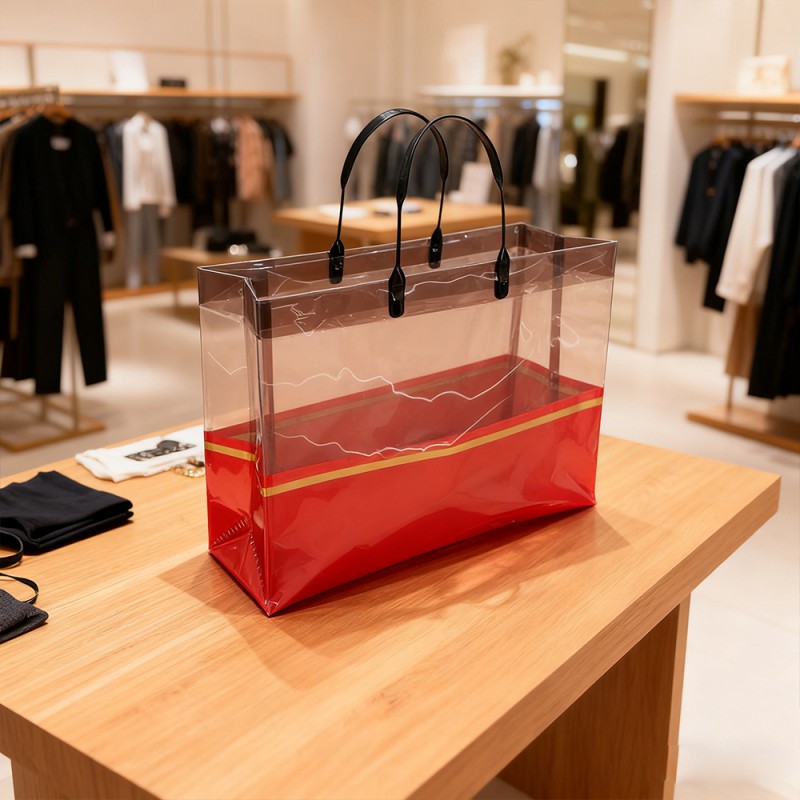 Túi tote mua sắm CPP dây vàng trong suốt